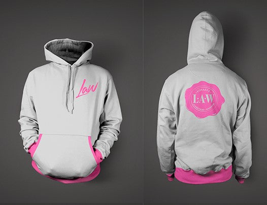 L.A.W Stamp Logo Hoodie/Joggers (Grey/Pink)